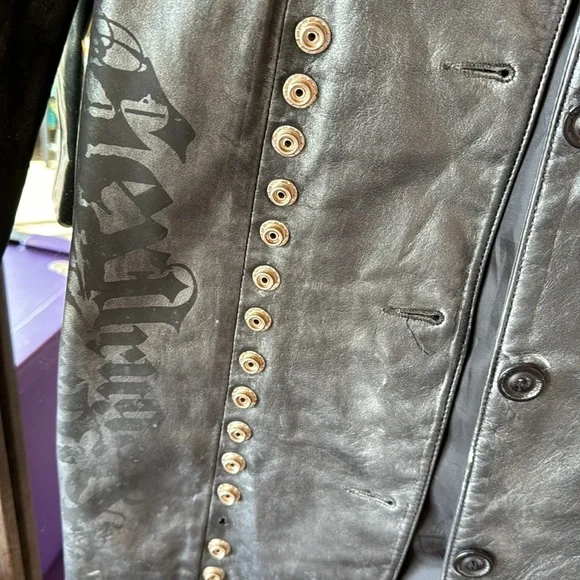 One of a kind 3/4 length leather biker jacket